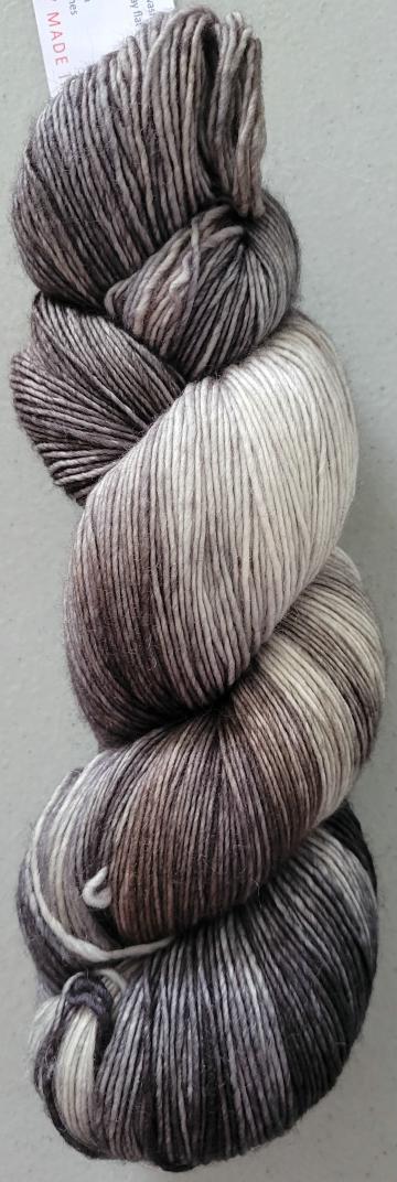 Yarns from Heaven Topaz 18 Grey Jay with superwash merino wool and Hand Dyed and made in Canada.